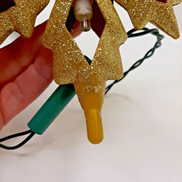 STAR CHRISTMAS Lights Up GOLD Tree Topper Window Decor Sparkles Tested Works EUC - Picture 7 of 12